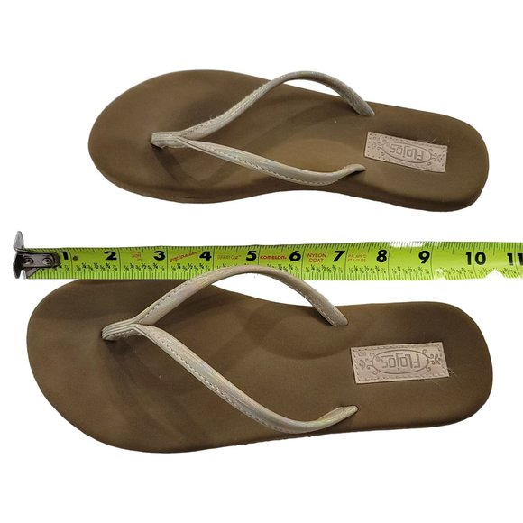 Flojos metalic brown and gold flip flop 10" size 8 beach vacation summer pool - Picture 2 of 9
